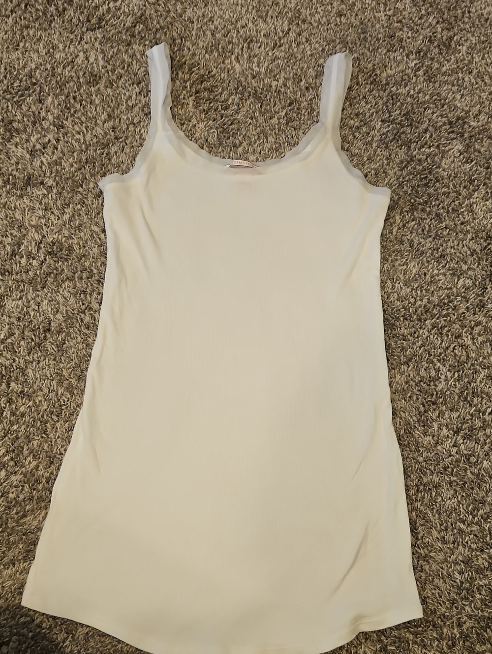 Victoria's Secret Cream Ribbed Tank with Sheer Trim